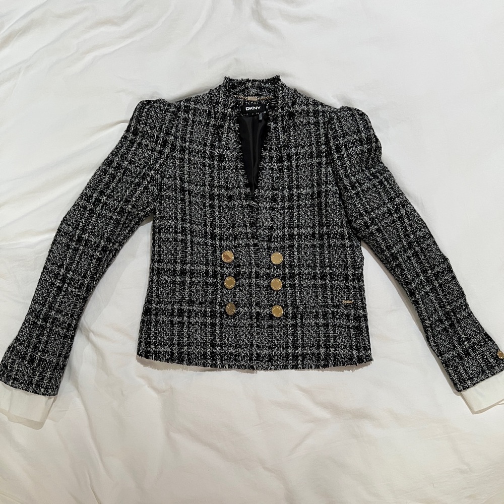 DKNY Black/White Tweed Blazer